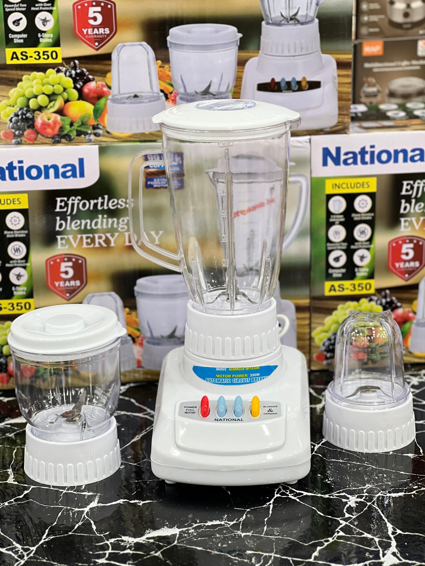 "National Blender Set – Multi-Purpose Kitchen Appliance with 3 Jars and 5-Year Warranty"