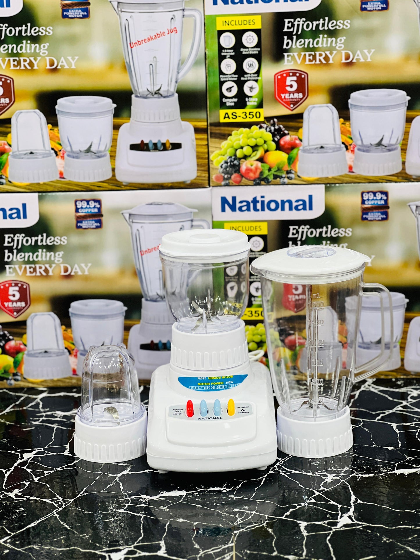 "National Blender Set – Multi-Purpose Kitchen Appliance with 3 Jars and 5-Year Warranty"